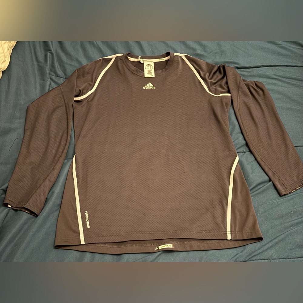 Men’s Adidas Climacool Adistar Formation long sleeve shirt, gray. Size Medium.